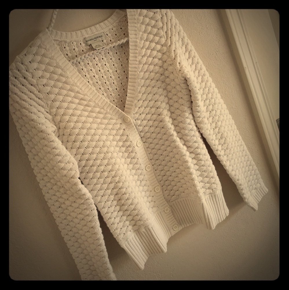 SOLD Banana Republic White Eyelet Cardigan XS